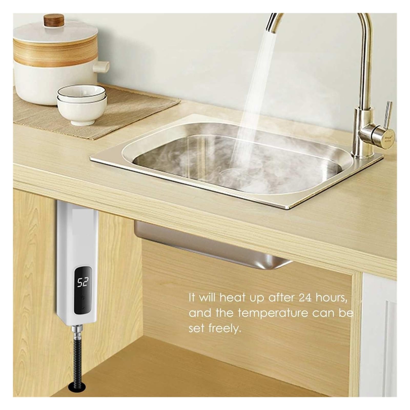 Scaldabagno Elettrico 3500W Mini Scaldabagno Istantaneo Senza Serbatoio Impermeabile Cucina Bagno Doccia Acqua Calda Riscaldamento Rapido