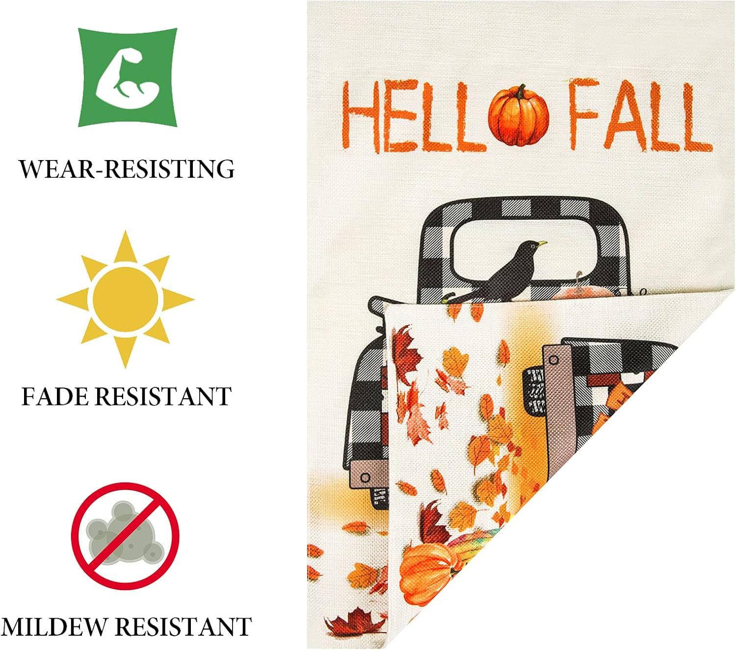 Unves Thanksgiving Garden Flag 12.5 x 18, Hello Fall Garden Flag Buffalo Plaid Pumpkin Decor Burlap, Vertical Seasonal Double Sided Autumn Yard Flags for Porch Farmhouse : Patio, Lawn & Garden