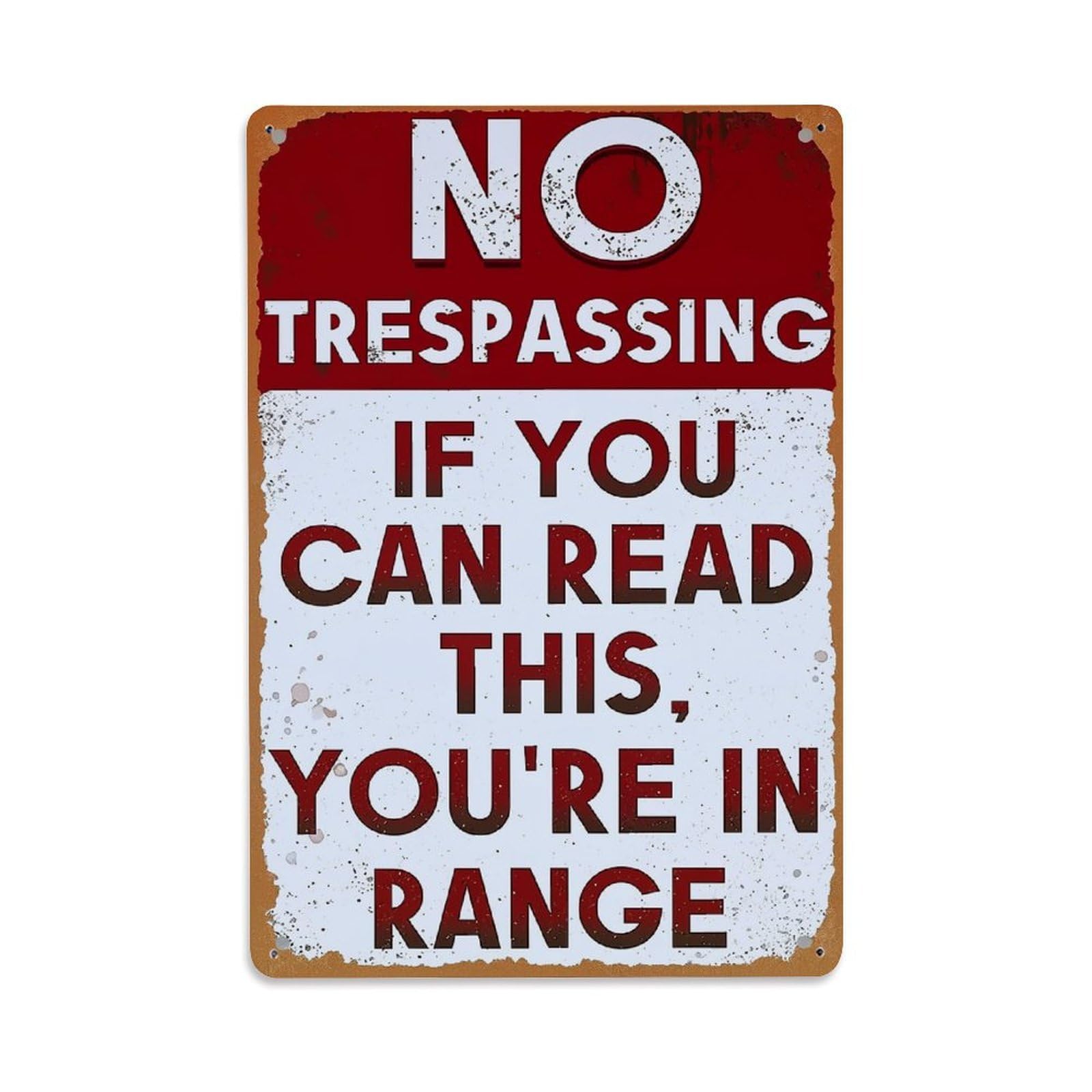 Nestemfo Vintage No Trespassing Warning Sign Design Tin Sign Metal Sign, Living Room,Bar, Home, Bedroom Wall Decor,Retro Metal Poster 8X12 Inches