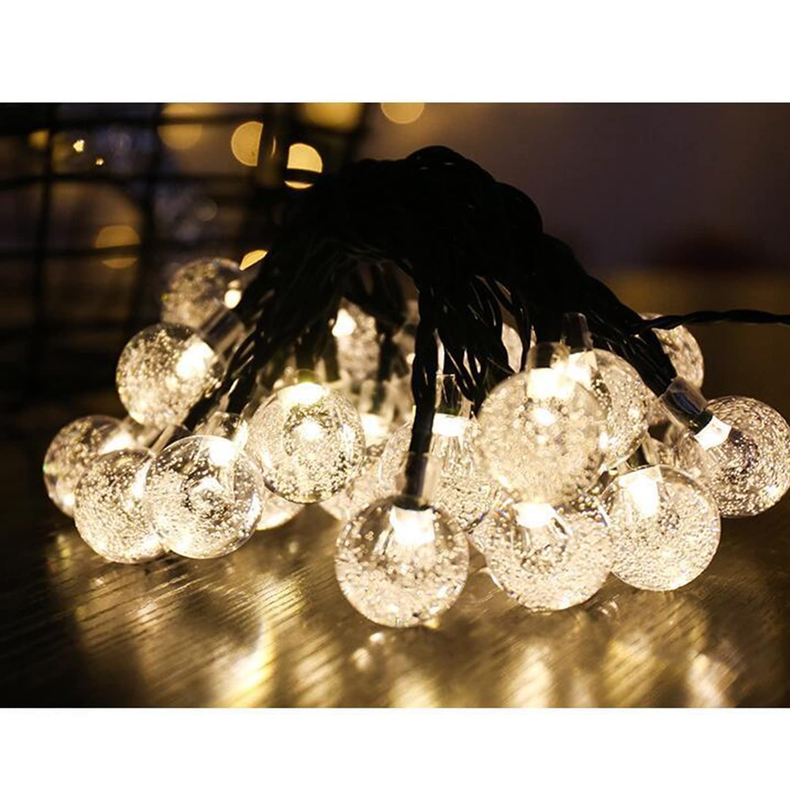 Ciepła biała dioda LED 1,8 cm Bubble Ball Energia słoneczna Zewnętrzne łańcuchy świetlne Wodoodporna odporność na wysoką temperaturę dla drzew, łańcuchy świetlne na energię słoneczną, patio, ogród (39