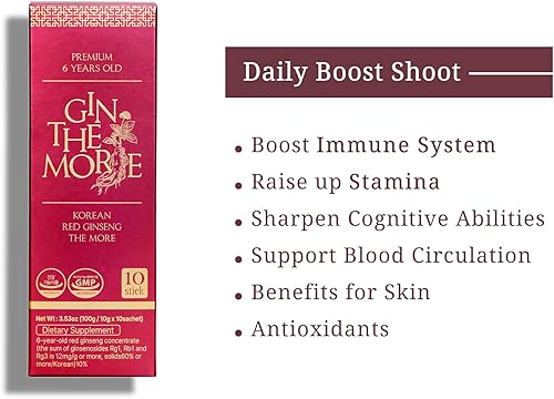 Miniatura 4 de Gin The More Ginseng rojo coreano  30 bolsitas de extracto de ginseng coreano  Extracto de ginseng premium 6 años sin conservantes rellenos  Sabor