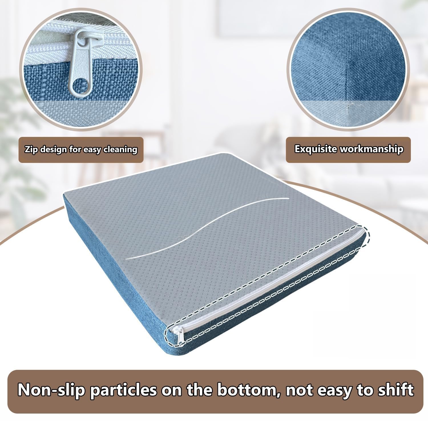 Cuscino Quadrato da Pavimento Memory Foam Antiscivolo Sfoderabili 55x55x15cm Interno Esterno