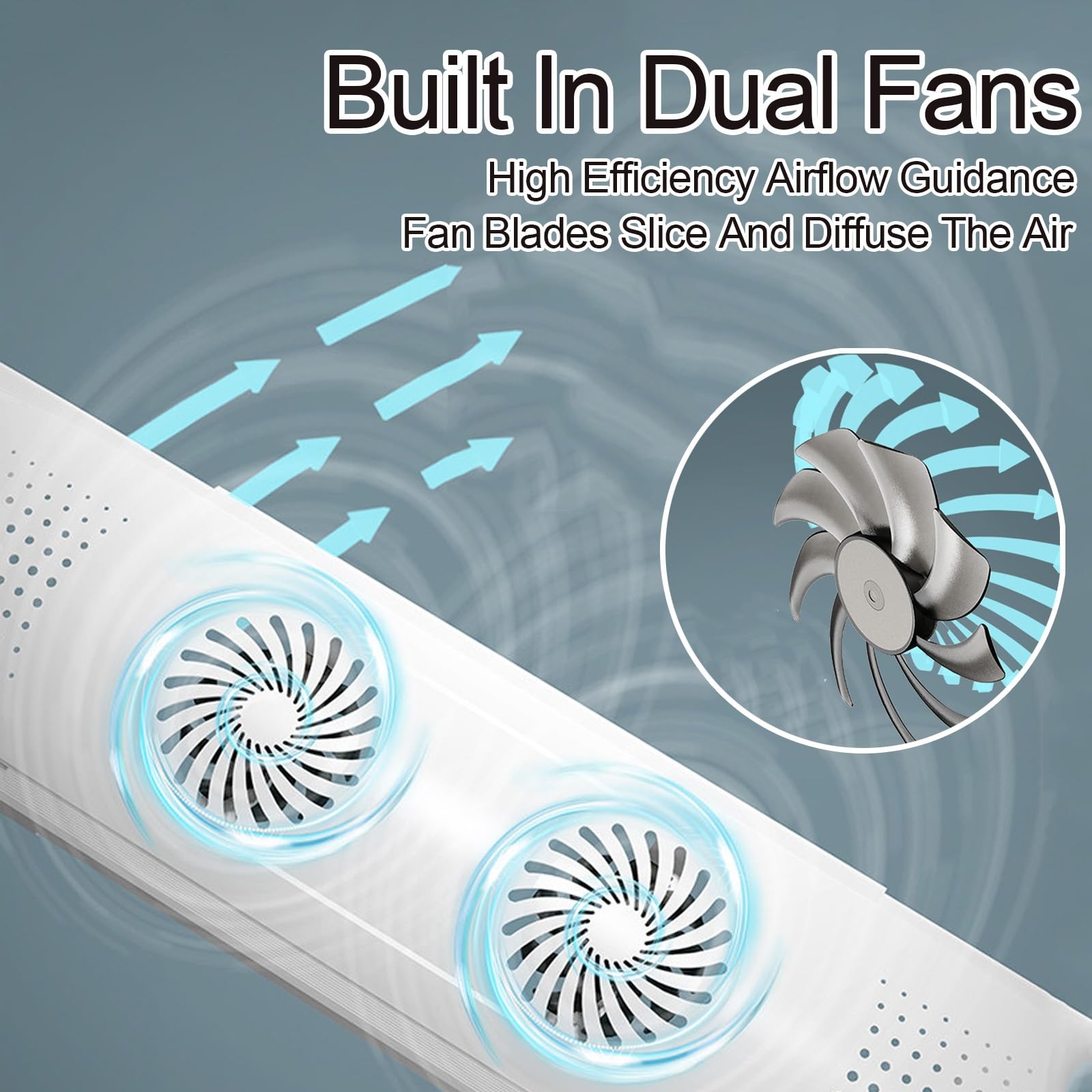 Deflettore Climatizzatore con 2 Ventole a Turbina, barriera condizionatore Regolabile 74-102cm, Rotazione a 180°