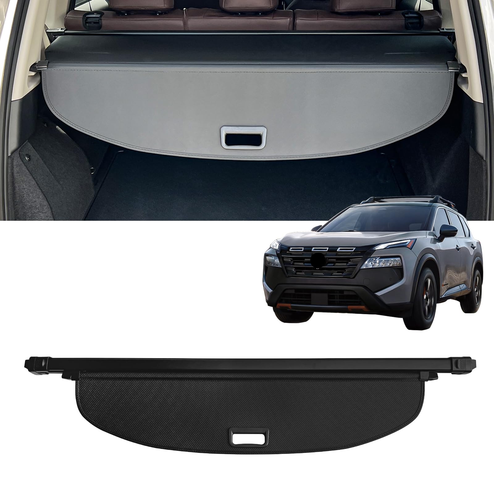 AUXKO Retractable Cargo Cover for Nissan Rogue 2025-2021, Trunk Cover Luggage Security Cover for 2024 2025 Rogue Shielding Shade Anti-Peeping Luggage Privacy Screen, Carbon Fiber(Not for Rock Creek)