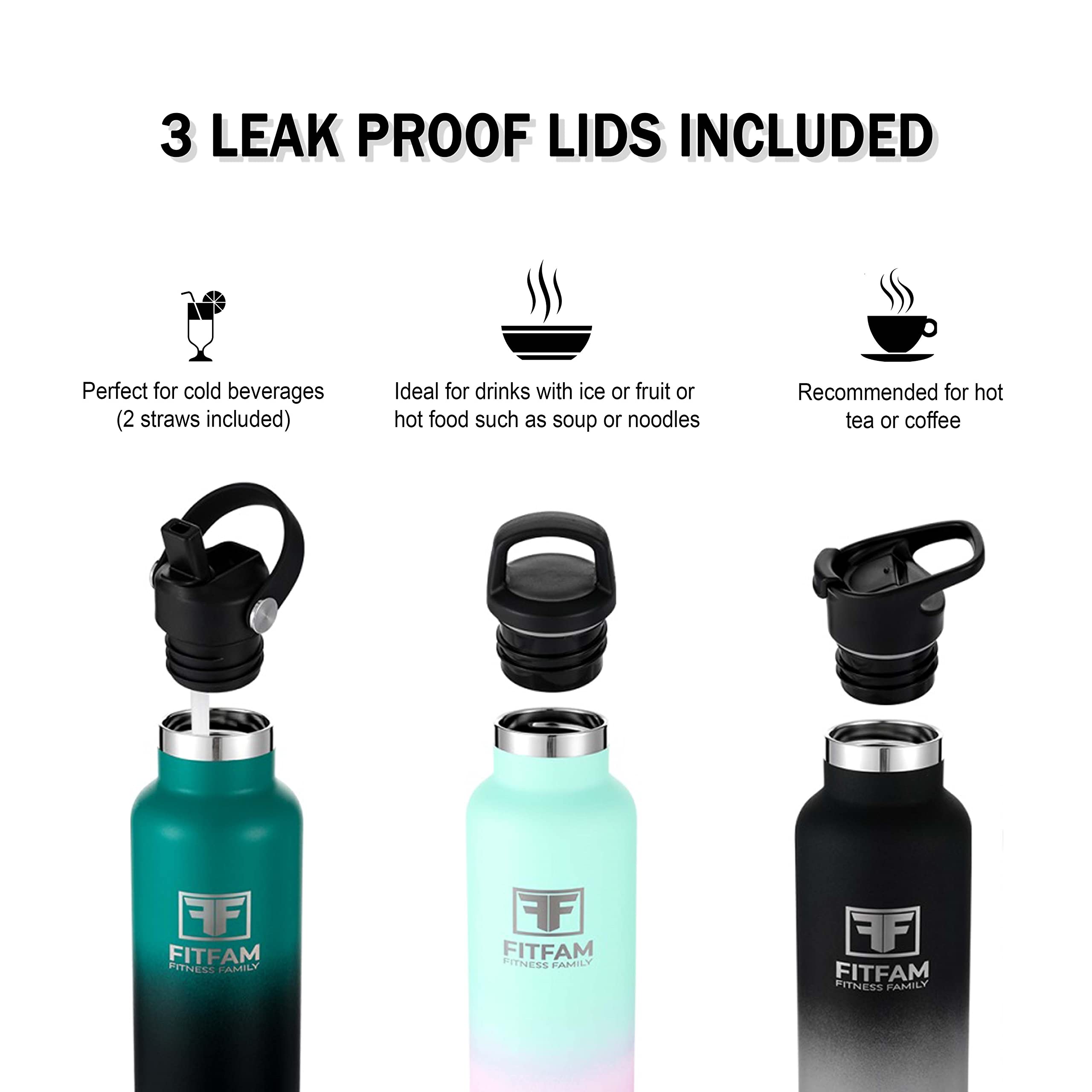 FITFAM FITNESS FAMILY Vacuum Insulated Stainless Steel Water