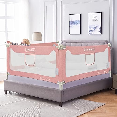 Riel de cama para niños pequeños, riel de cama para cama King de tamaño matrimonial, protector de cama de bebé para niños pequeños (rosa, 1 pieza,