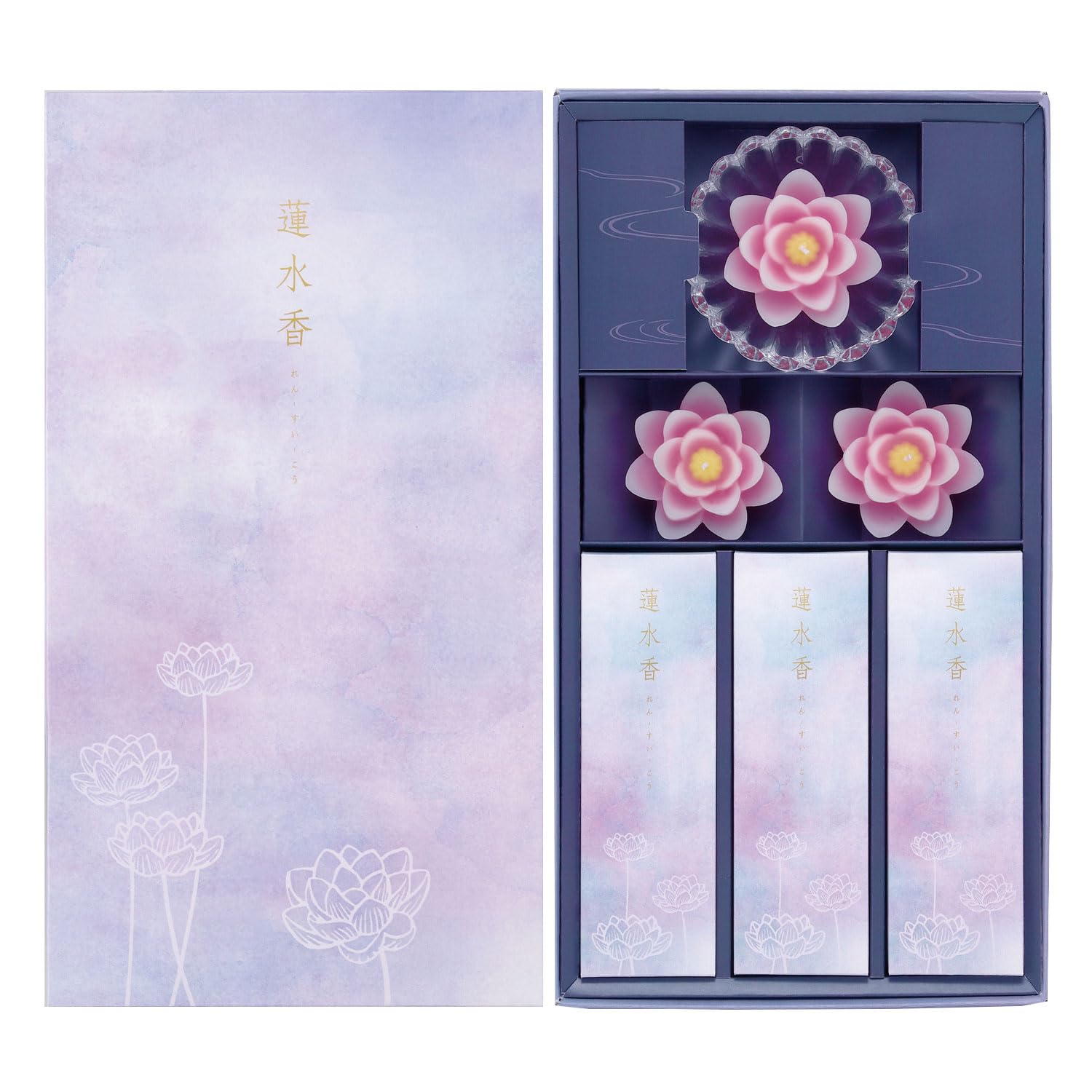 Amazon｜カメヤマ 蓮水香 白檀の香り/蓮型ローソク(ピンク)セット