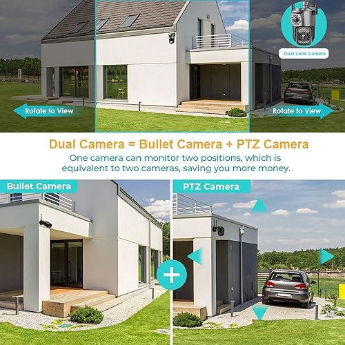 Miniatura 7 de V380pro WiFi 2.5 pulgadas PTZ SC03-W Negro 4MP seguridad CCTV IP inalámbrica cámara PTZ lente dual