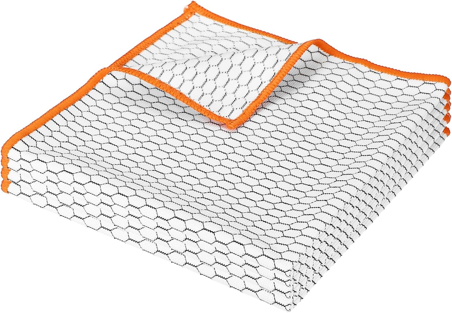 PATIKIL 16 x 16 Inches Fish Scale Microfiber Cloth, 4PCS Ultra Absorbent Streak Lint Free Cleaning Towels Polishing Glass Drying Towel for Mirror Window Kitchen Cars Dish, Orange
