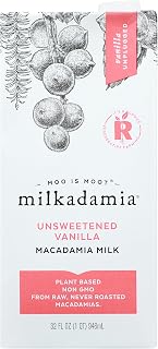 Milkadamia Unsweetened Vanilla Macadamia Milk, 32 Fl Oz - Creamy Keto-Friendly Dairy-Free Alternative