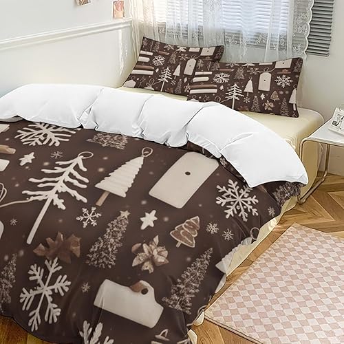 Miniatura 2 de ZGDPBYF Juego de edredón tamaño King y Navidad, colcha suave para todas las estaciones, árbol de Papá Noel, copos de nieve e invierno, 1 funda de