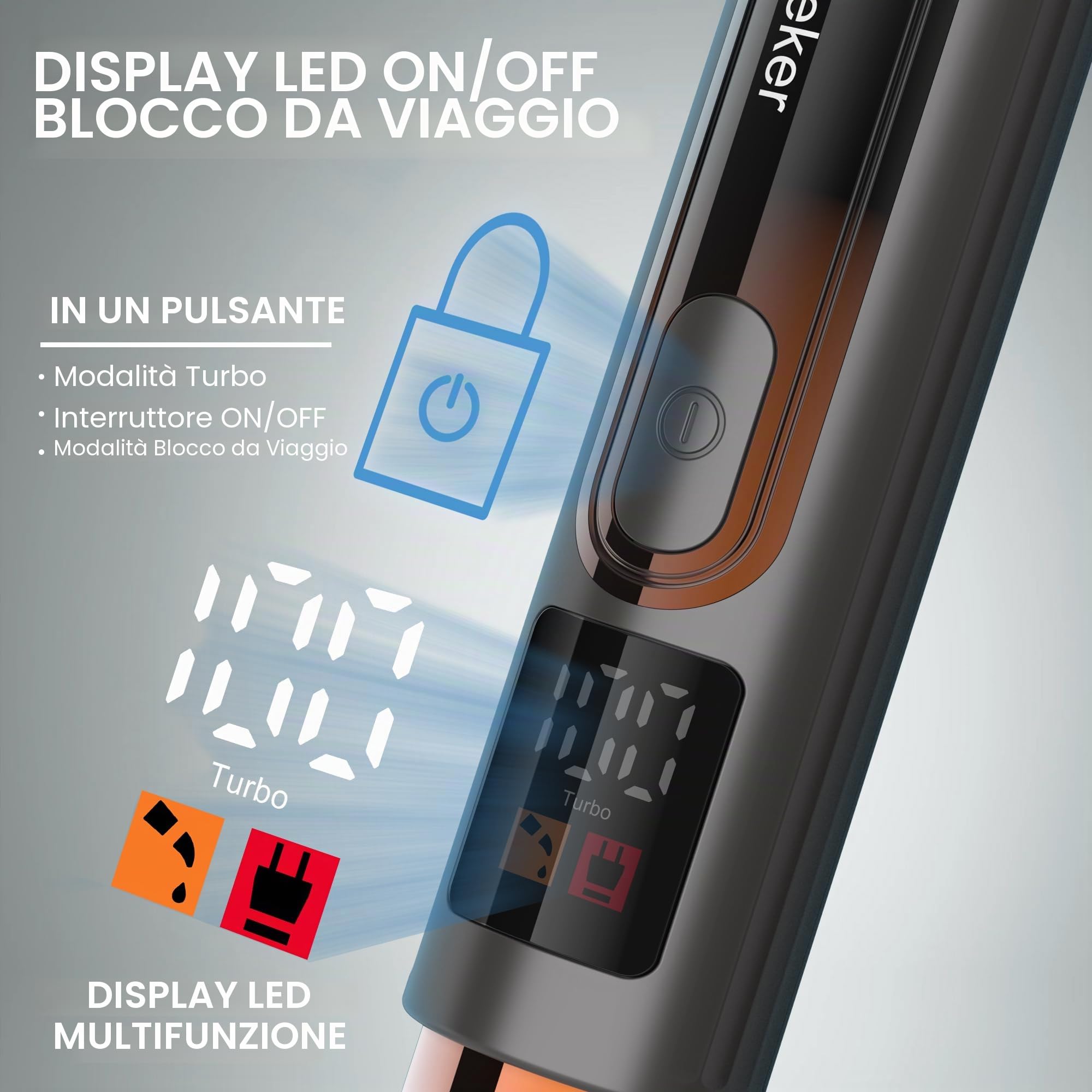 Hatteker Rasoio elettrico da uomo, kit per la cura del corpo, rasoio elettrico per il corpo, regolabarba per viso, braccio, mento, senza fili, con prolunga regolabile, display a LED impermeabile