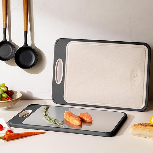 Miniatura 8 de Tabla de cortar de acero inoxidable, tabla de cortar no tóxica para cocina de doble cara de grado alimenticio, tabla de cortar para carneverduras,