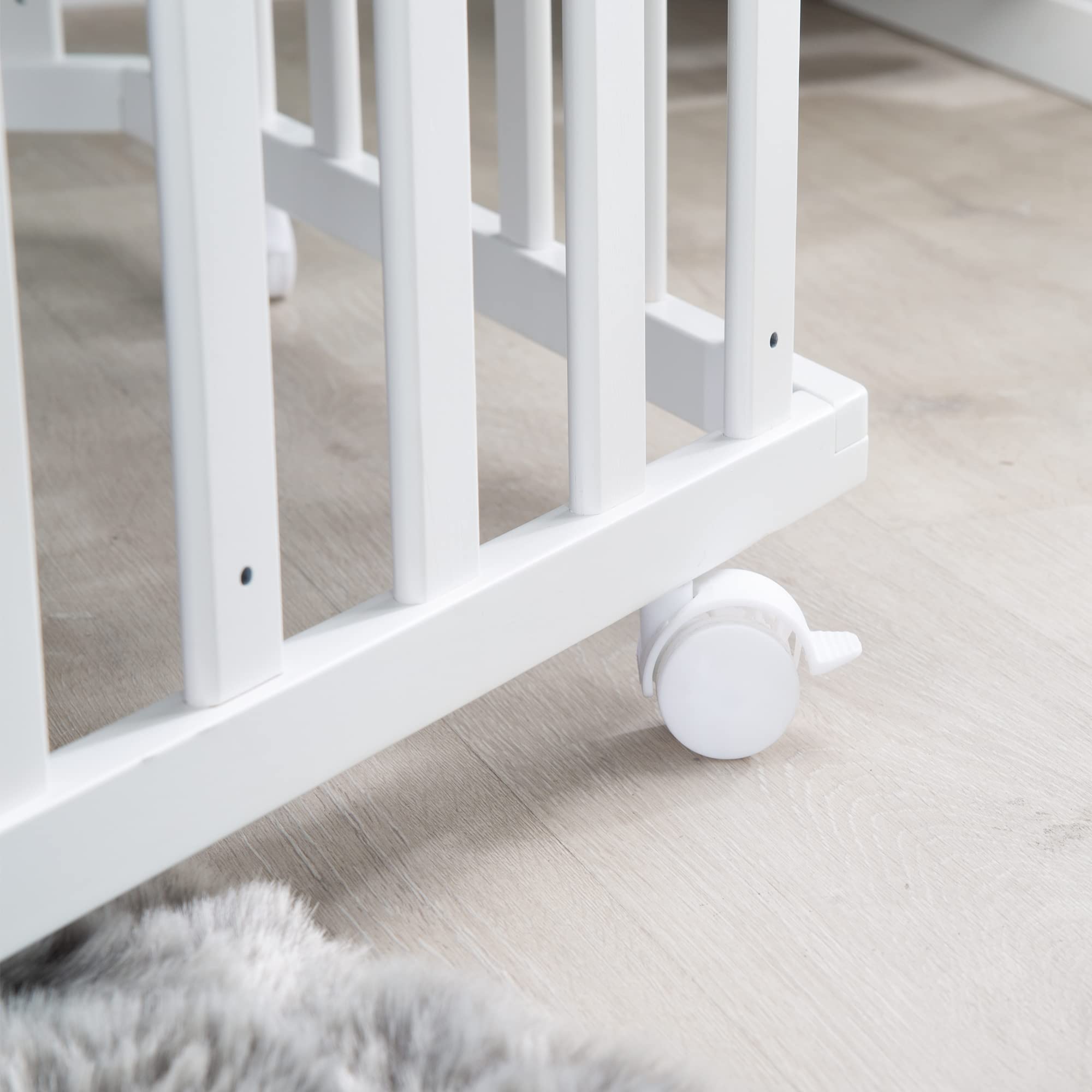 Pacchetto di roba Box per Bambini Sternenzauber Esagonale, Ruote con Freni, Base Regolabile in Altezza, + Materasso roba