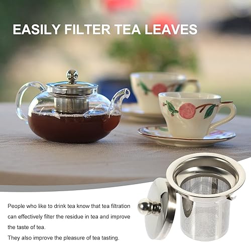 Miniatura 8 de Hemoton 3 piezas de colador de té con tapas infusor de té de acero inoxidable filtros de té de repuesto de tetera de metal colador de malla