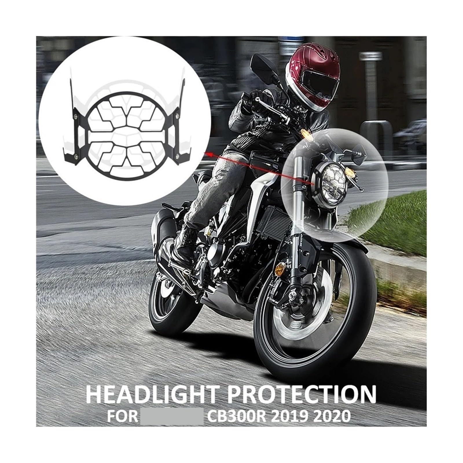 Motorrad Scheinwerfer Protector Grille Schutz Abdeckung Schutz Halterung Scheinwerfer Mesh Grille FÜR Ho&nda CB300R CB 300R CB300 R 2020 Scheinwerferabdeckung