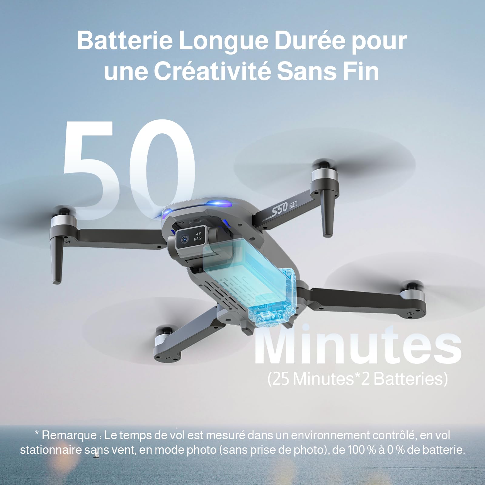 Ameta S50 Lite Drone avec Camera 4K et GPS Retour Automatique