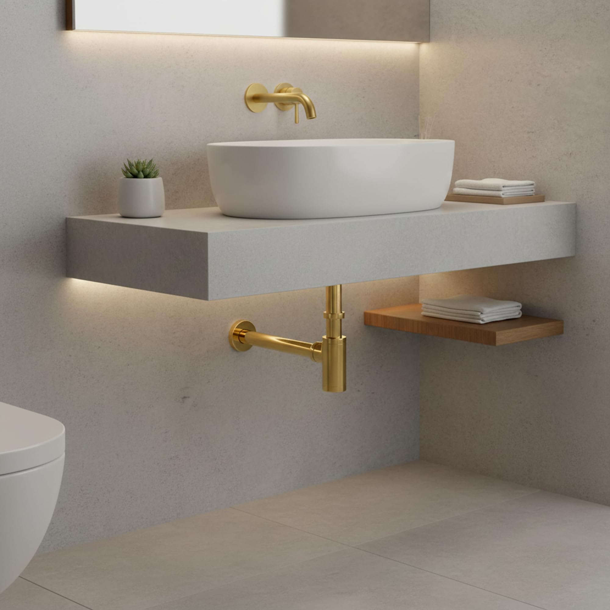 Lusso Bagno Cucina Sifone de Lavabo Lavello Tondo Oro Ottone Sanlingo