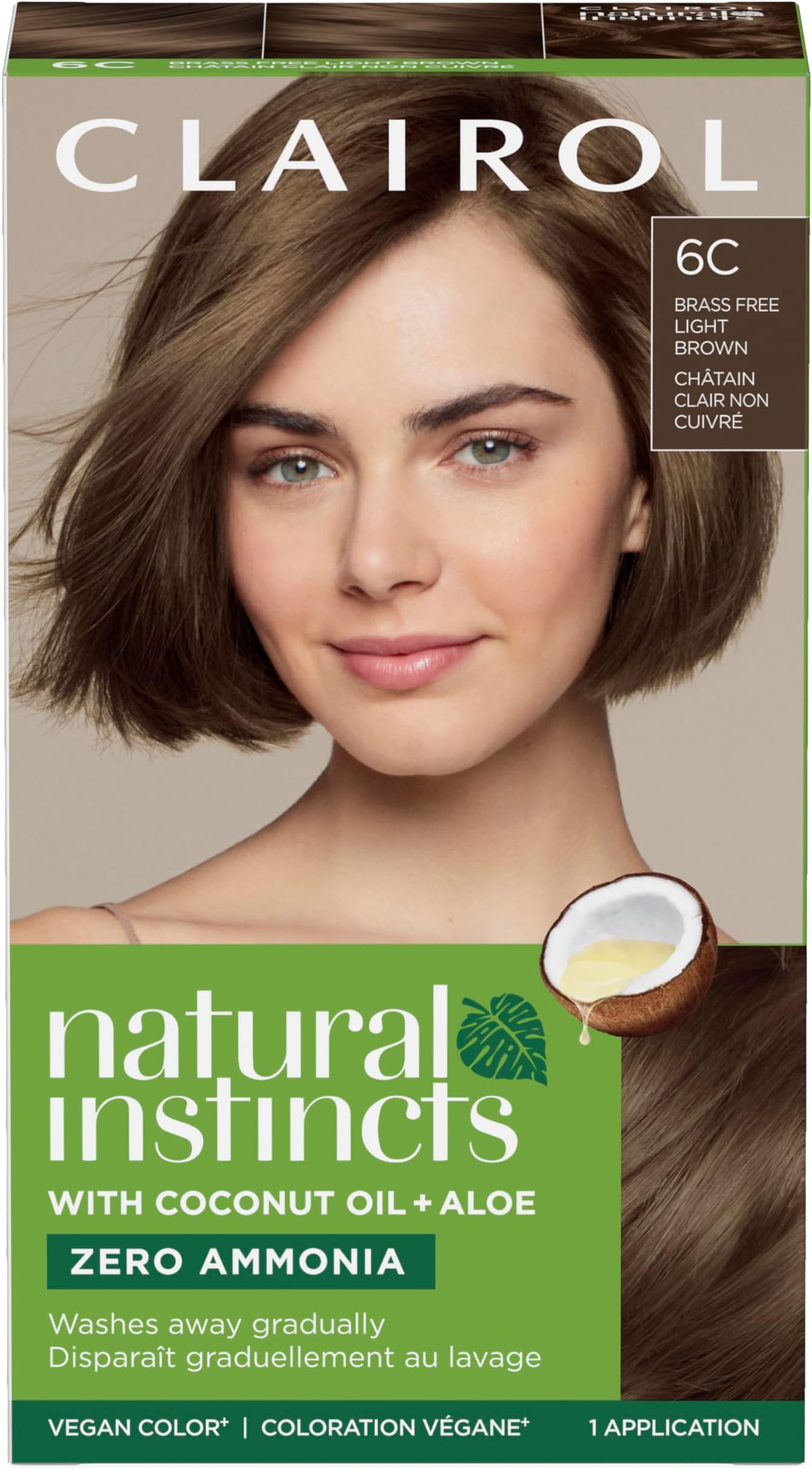 Natural Instincts Demi-Permanent Hair Dye, 6C Light Brown Hair Color, Pack of 1