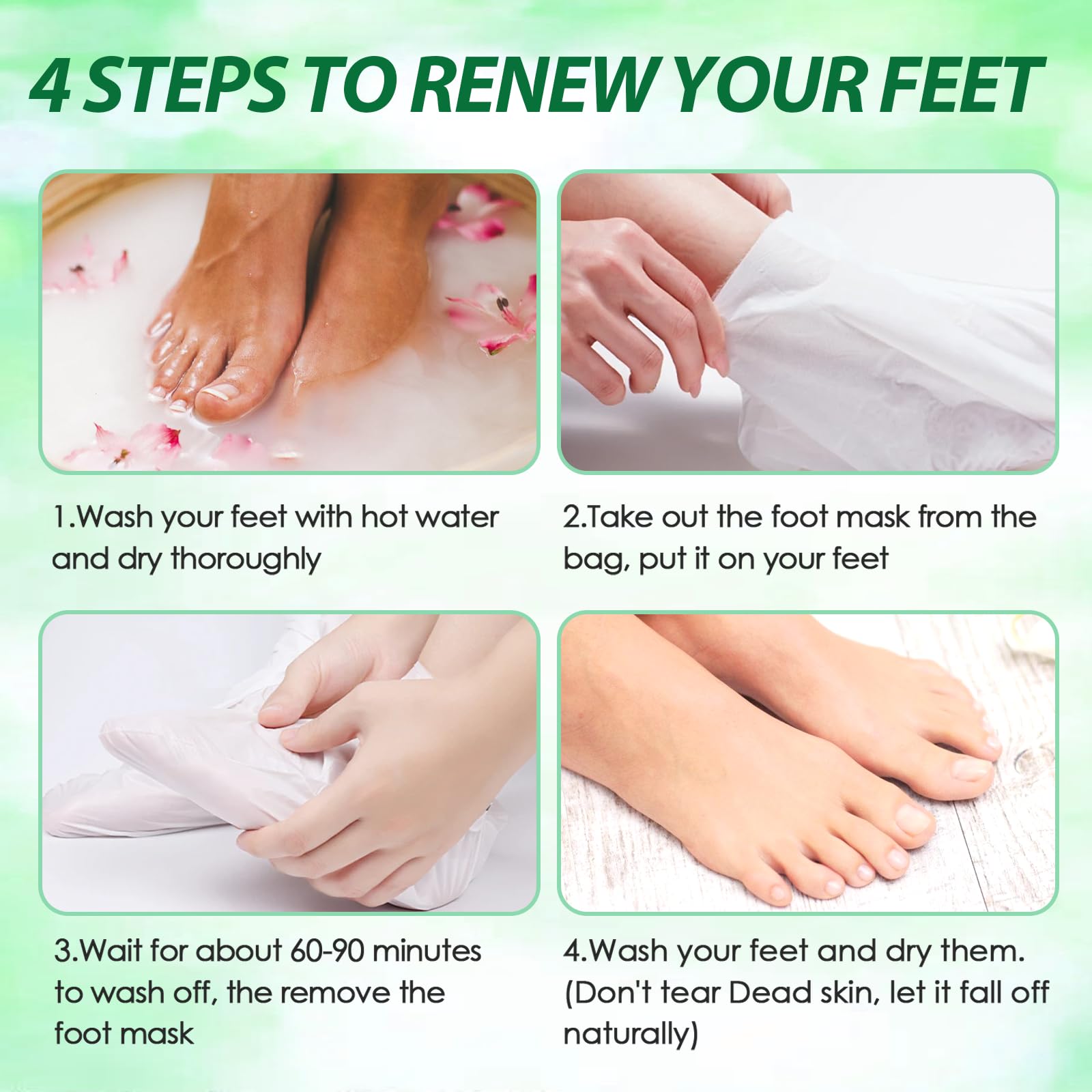2 Paia Maschera Piedi Esfoliante, Maschera Peeling Piedi, Foot Peel Mask, Calzini Pedicure Peel Off, Rimozione Della Pelle Morta e Calli, Cura e Scrub Piedis, Effetto Idratante(Aloe Vera)