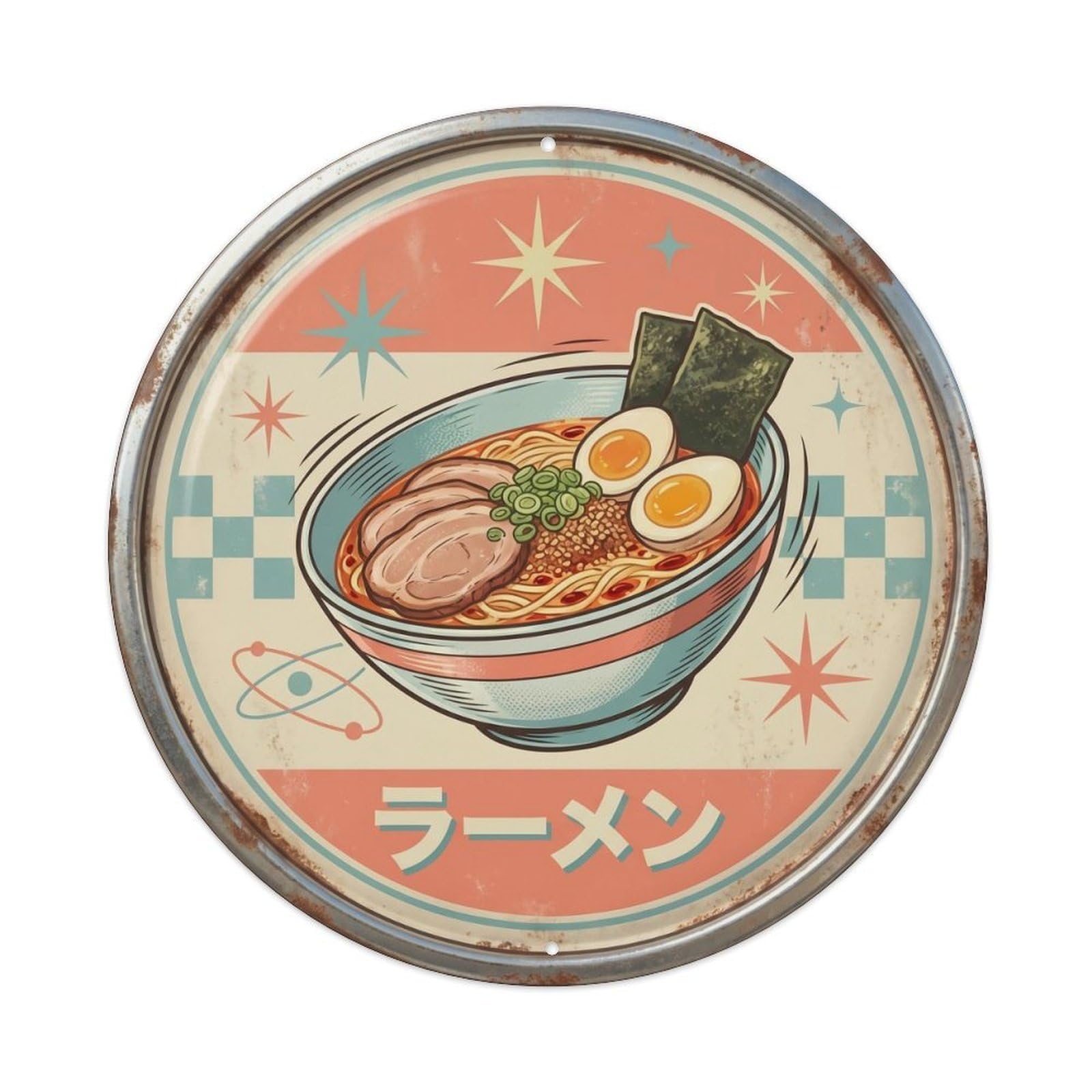 Cxhjca 8X8inch(20X20cm) Ramen Japanese Restaurant Kitchen Retro Cafe Food Soup Metal Tin Sign