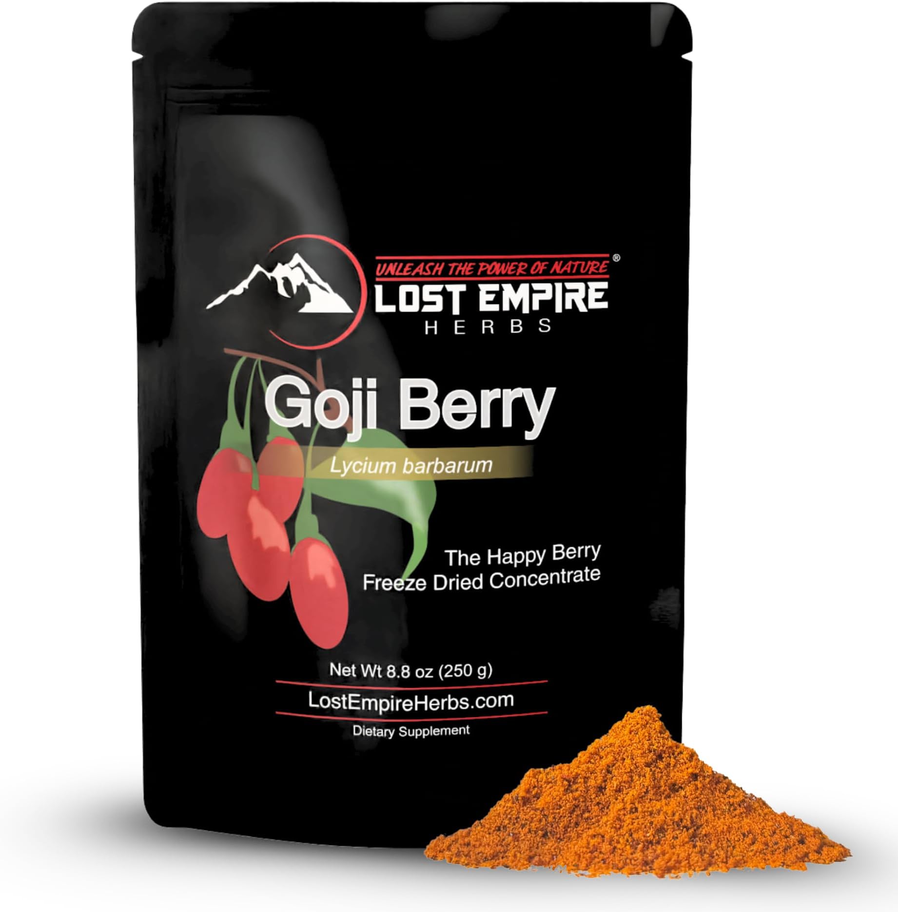 Organic Goji Berry Powder | Freeze Dried Concentrate | High in Antioxidants | Lost Empire Herbs (250 Grams)