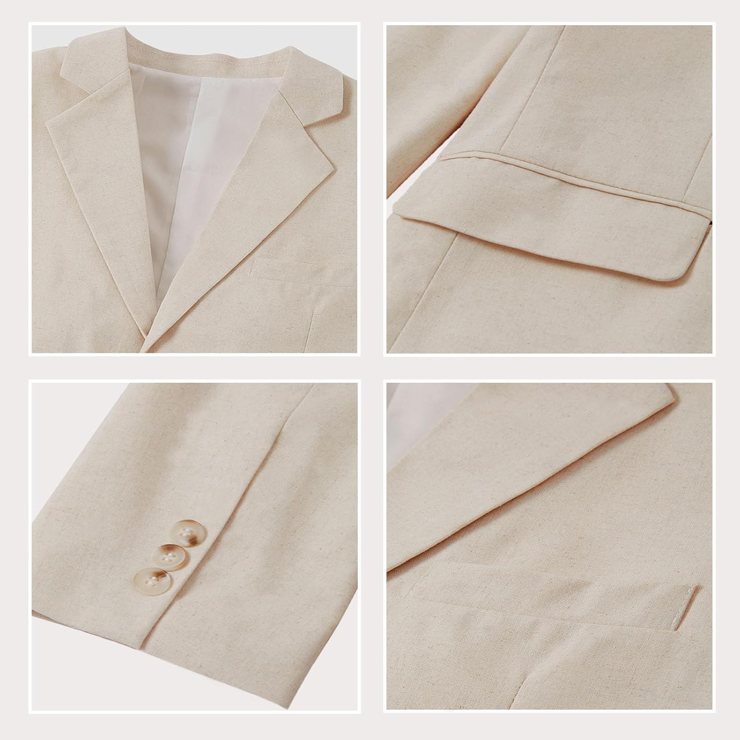 Linen Boys Suit Beach Wedding Suit Summer Slim Fit 2 Pieces Kids Light Weight Linen Suit Jacket Vest Pant