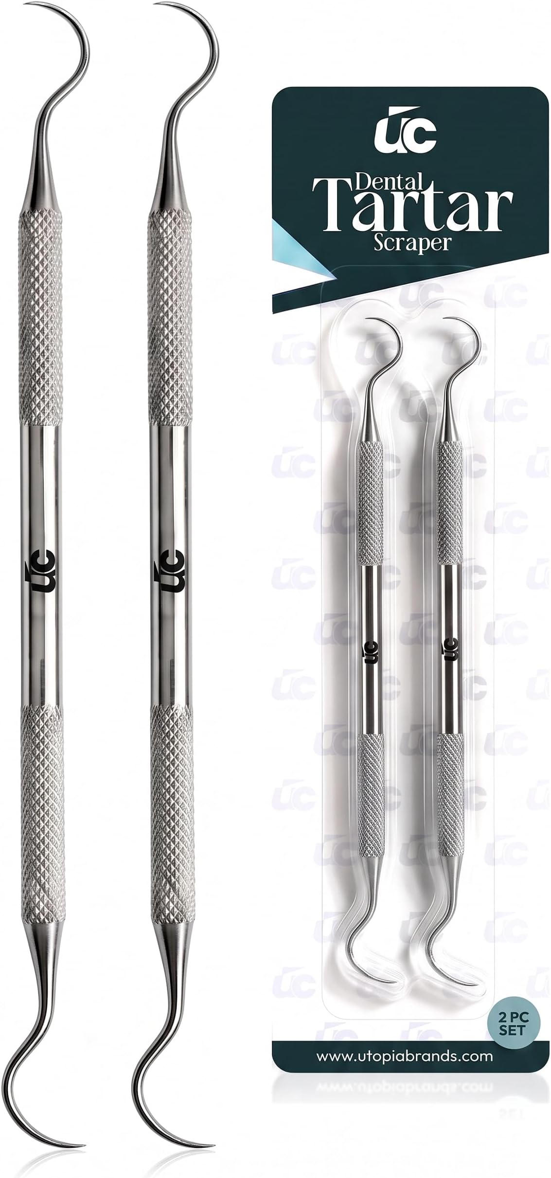Utopia Care Professional Dental Tartar Scraper Tool-Dental Pick,Double Ended Tartar Remover For Teeth,Plaque Remover,Tooth Scraper-2-Pack