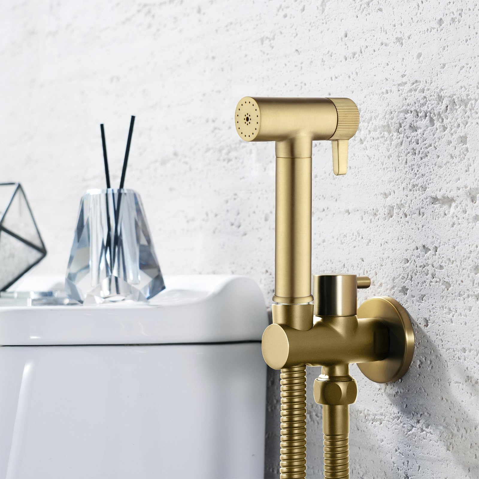 Bidet prysznicowy, kran bidet z regulowanym ciśnieniem wody, przenośny kran do toalety zestaw prysznicowy z zaworem i wężem prysznicowym 1,2 m, prysznic bidet do toalety pełna toaleta