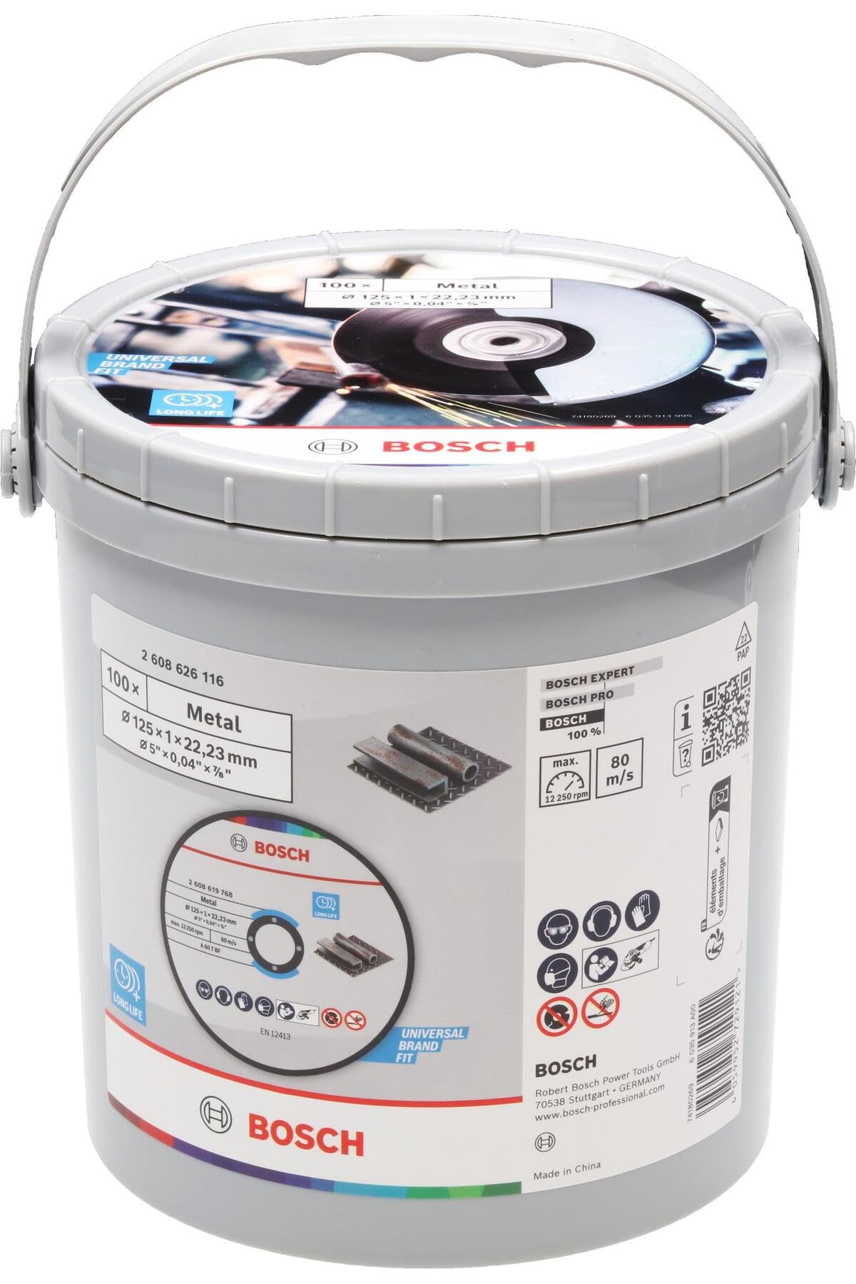 Bosch 2608626116 tarcza tnąca, prosta, standardowa do metalu, 125 x 1 x 22,23 mm, 100 sztuk