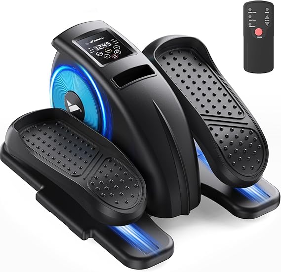 MERACH Under Desk Elliptical Machine, Ellipse Leg Exerciser for Seniors Adults Fully Assembled, Portable & Quiet Electric Seated Pedal Exerciser with 12 Adjustable Speed & Remote Control & 12 AutoMode