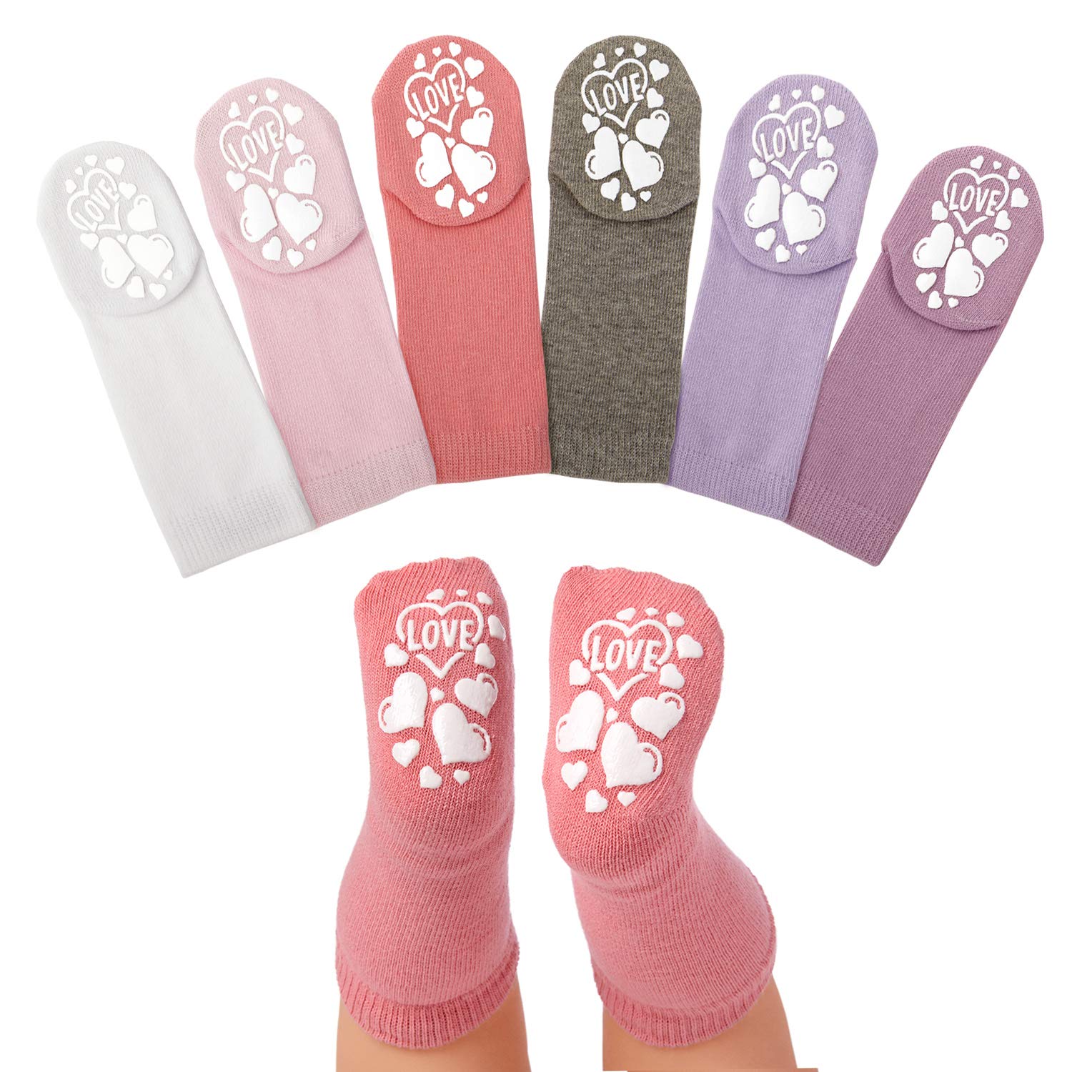 LA Active Anole Newborn & Infant Baby Socks - 6 Pairs - Knee High Boys Girls Cotton (Girls, 0-3 Months)