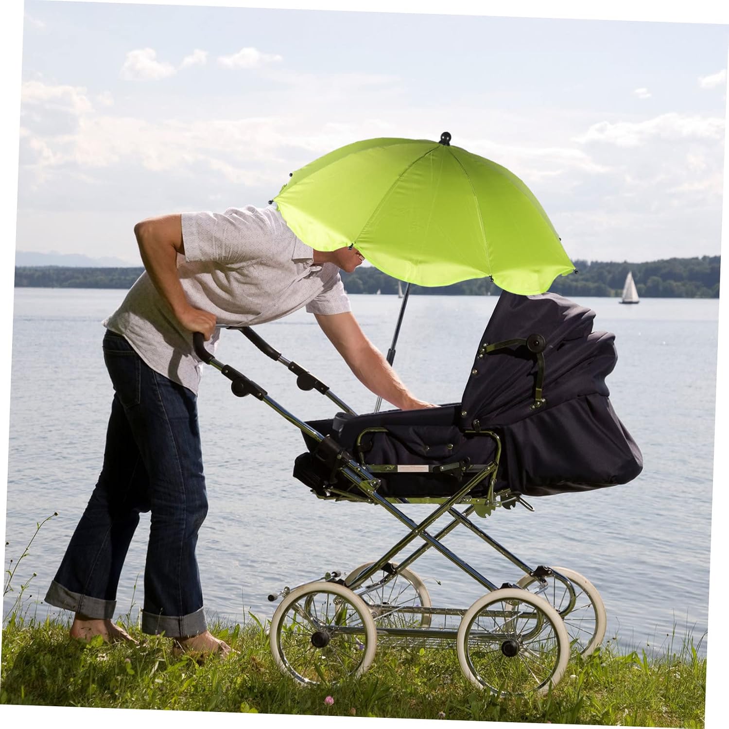 Push Chair Umbrella Clamp Waterproof Stroller Shade for Baby Beach Patio Kayak