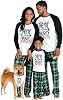 IFFEI Matching Family Pajamas Sets Christmas PJ's Letter Print Top and Plaid Bottom Sleepwear Jammies with Pockets