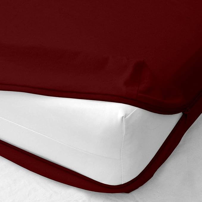 Full Size Zipper Fitted Sheet 8 Inch Deep Pocket - 1 Piece Zipper Fitted Sheet Only - 1000 Series Microfiber Zipper Fitted Sheet - Hotel Quality Brushed Microfiber Bottom Sheet, Burgundy