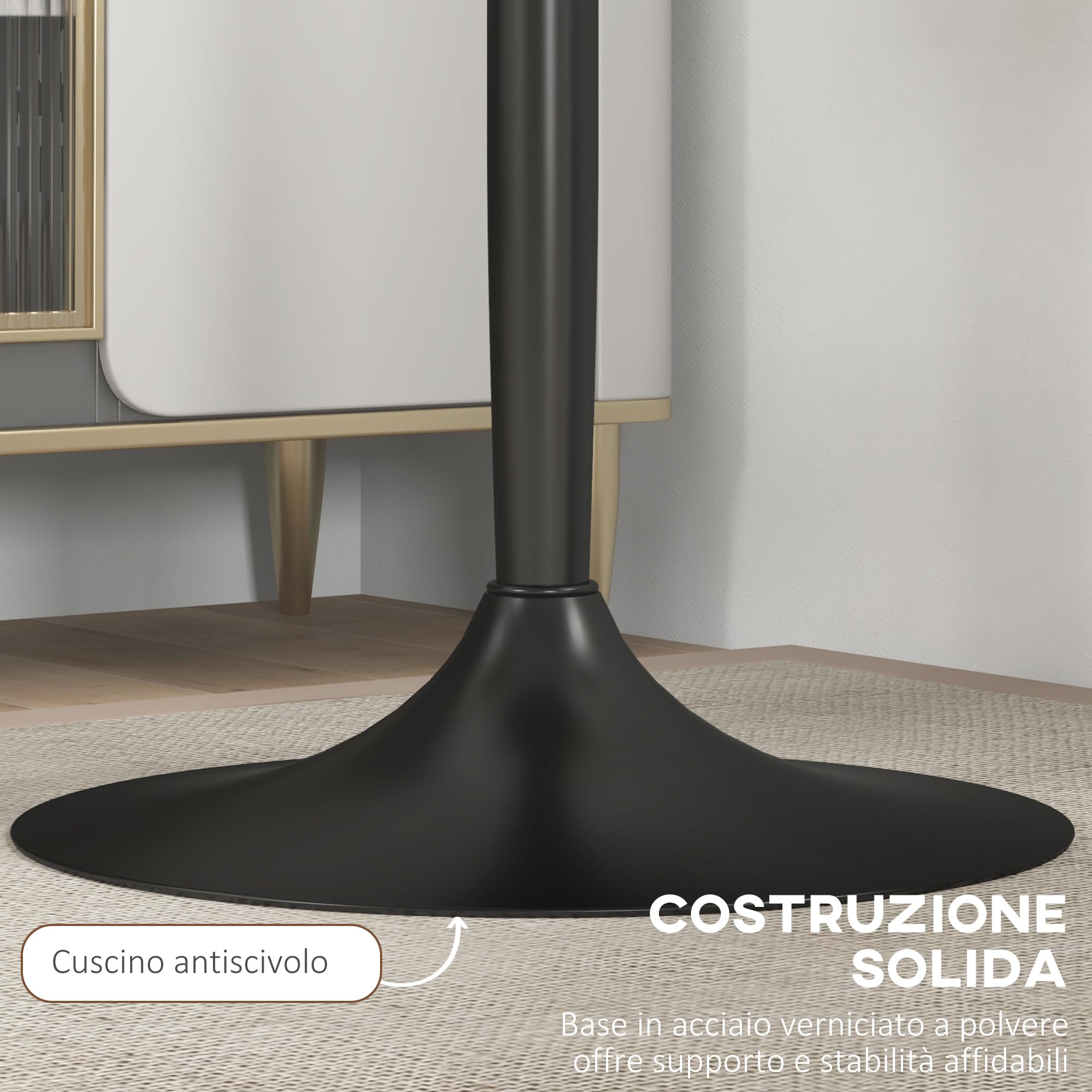 HOMCOM Tavolo Bar Rotondo Ø60x102 cm, Tavolo da Cucina Alto Salvaspazio con Struttura in Acciaio, Isola Cucina con Piano Verniciato, Moderno, per Cucina Sala da Pranzo, Nero