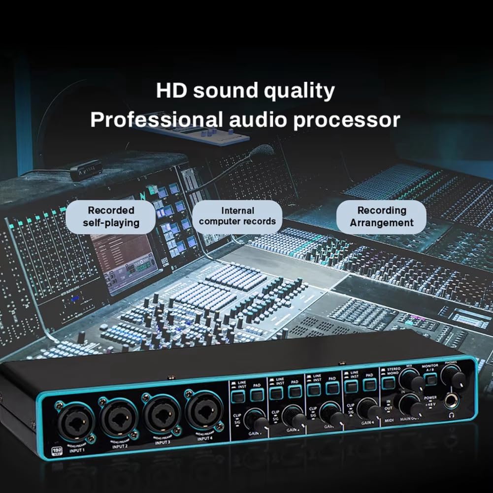 Interfaccia Audio Scheda Audio Interfaccia USB Professionale Studio di Registrazione con Preamplificatore Microfonico per Strumento Musicale