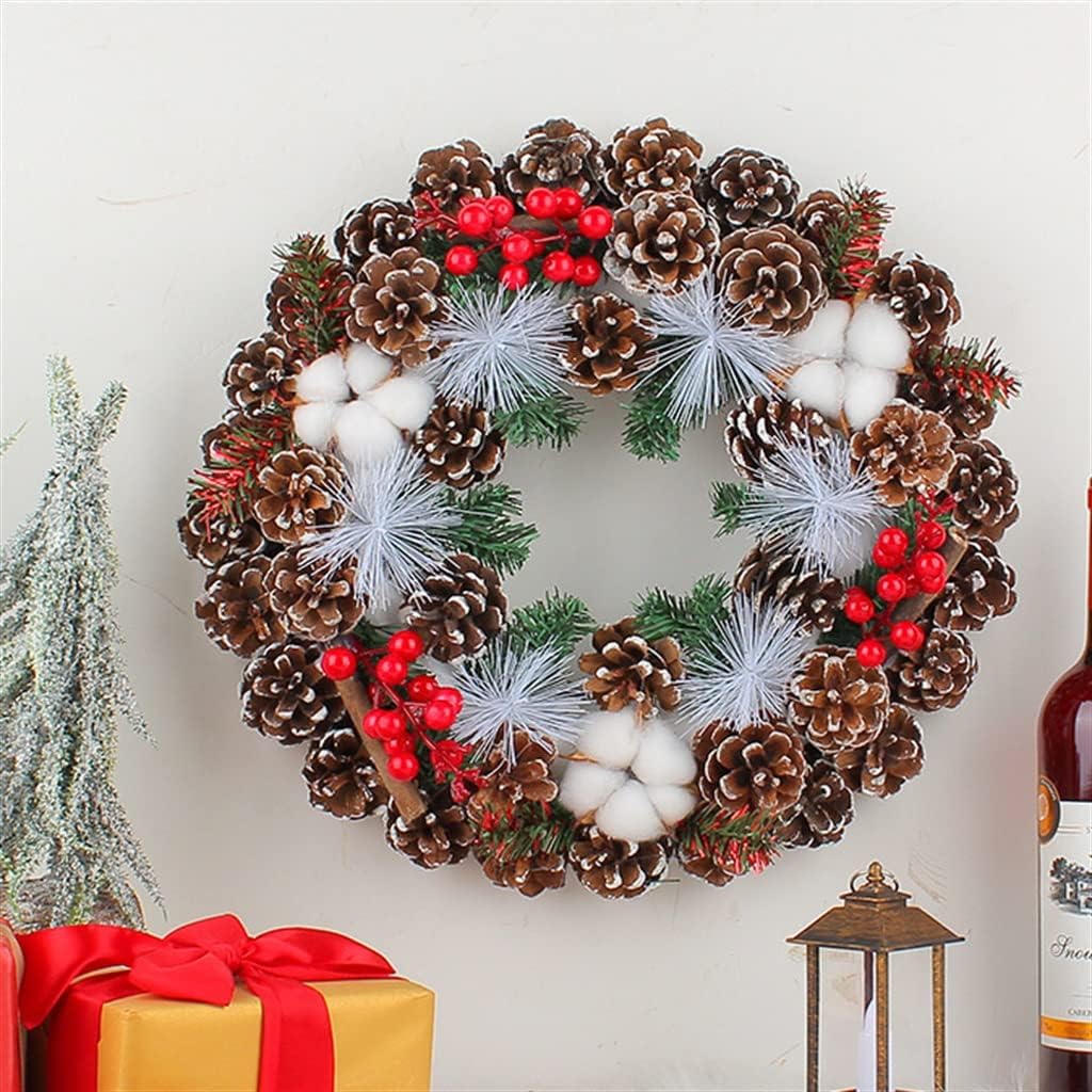 Pinecone Wreath Cotton Rattan Wall Hanging Holiday Decorations Props Party