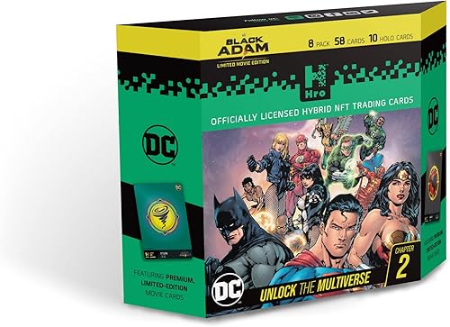 HRO DC Comics Unlock The Multiverse | Capítulo 2: caja de inicio premium, paquete de 8 tarjetas coleccionables NFT híbridas, paquete de 58 tarjetas
