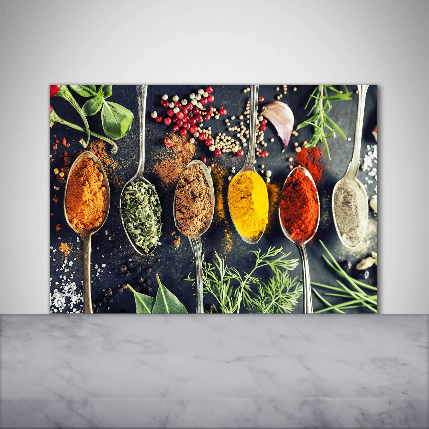 Tulup Spritzschutz Glasrückwand 120x60 Cm – Buntes Gewürzdesign, 4 Mm Sicherheitsglas