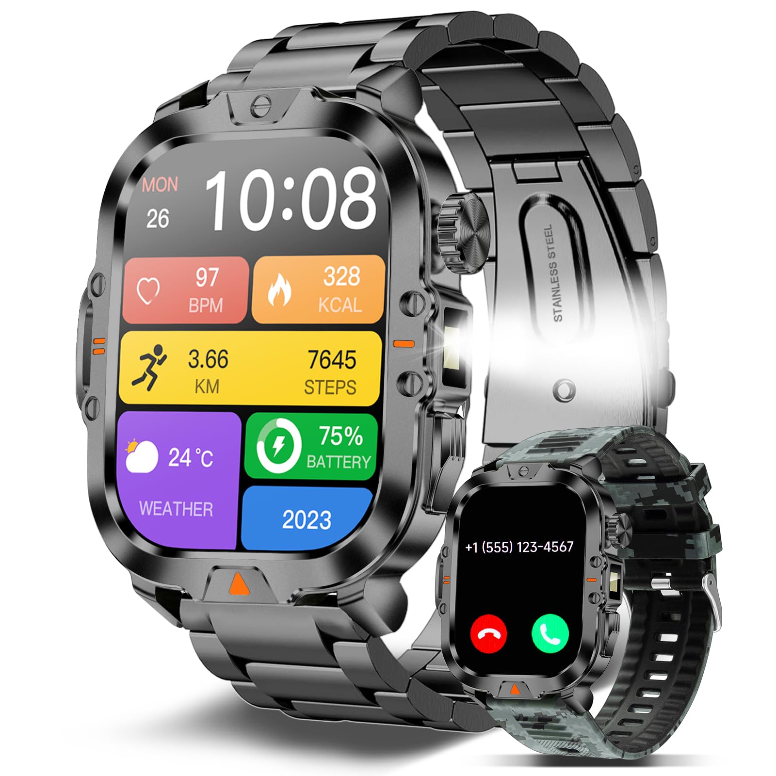 Amazon.com: BRUBOSES Smart Watch for Men Military Answer/Make Call