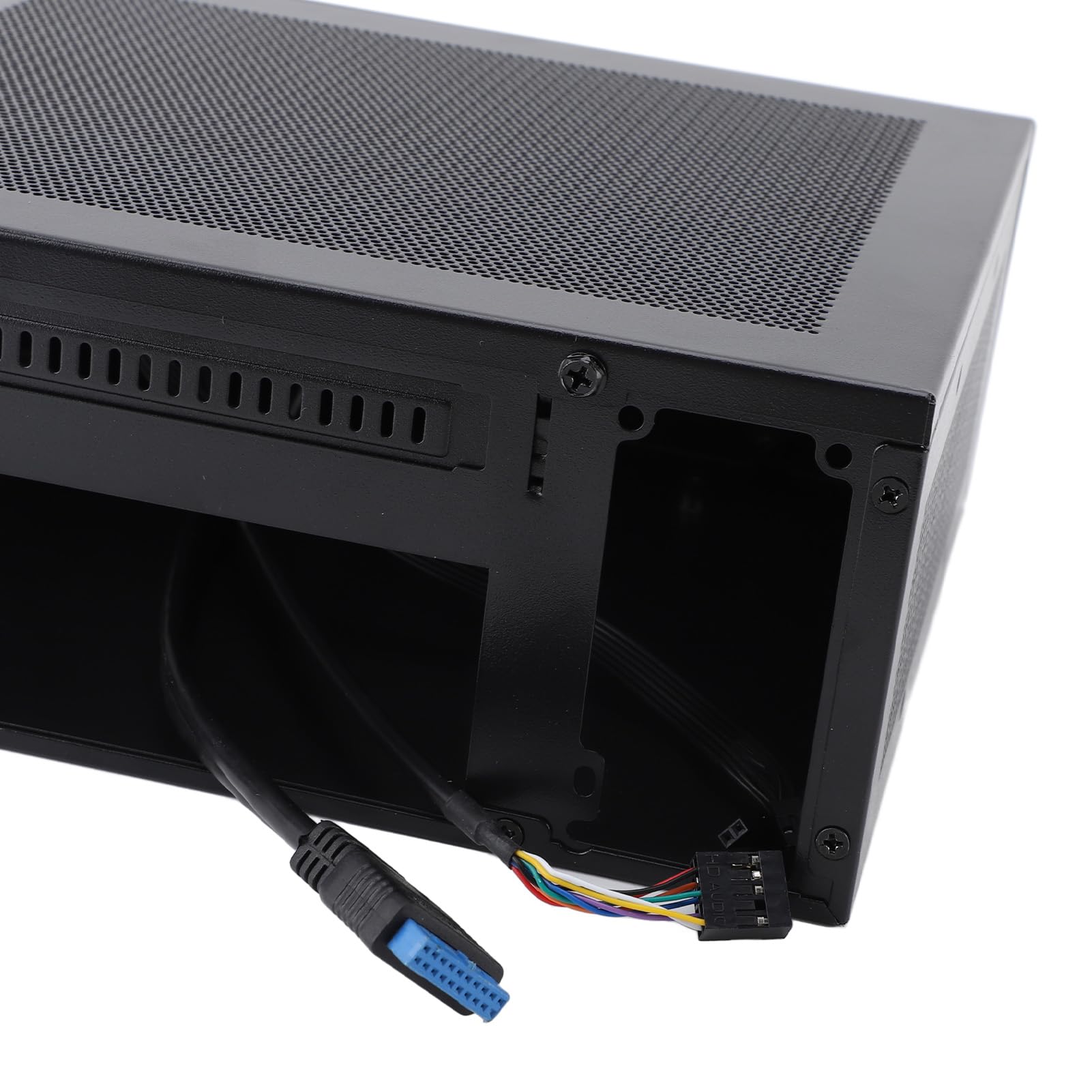 Obudowa Komputera do Gier na płytę główną ITX ze Stali Walcowanej na Zimno, Konstrukcja z Siatkowym Dziurkowaniem, Rozmiar 205 X 232 X 90 Mm, Porty USB 3.0, Kieszenie na Dyski SSD + HDD,