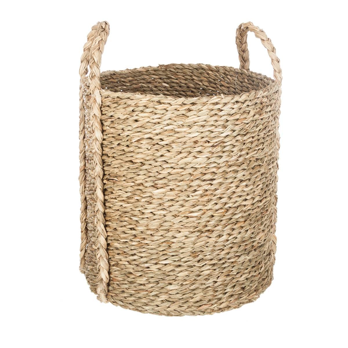 ATMOSPHERA CREATEUR D'INTERIEUR - Set di 3 cesti con manico rotondo in giunco intrecciato D22 26 34cm