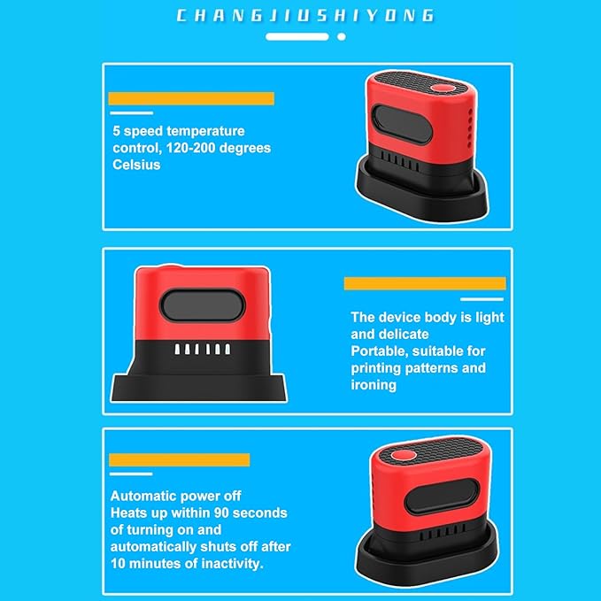 Prensa de calor para gorras portátil, 5 niveles, apagado automático miniatura 3