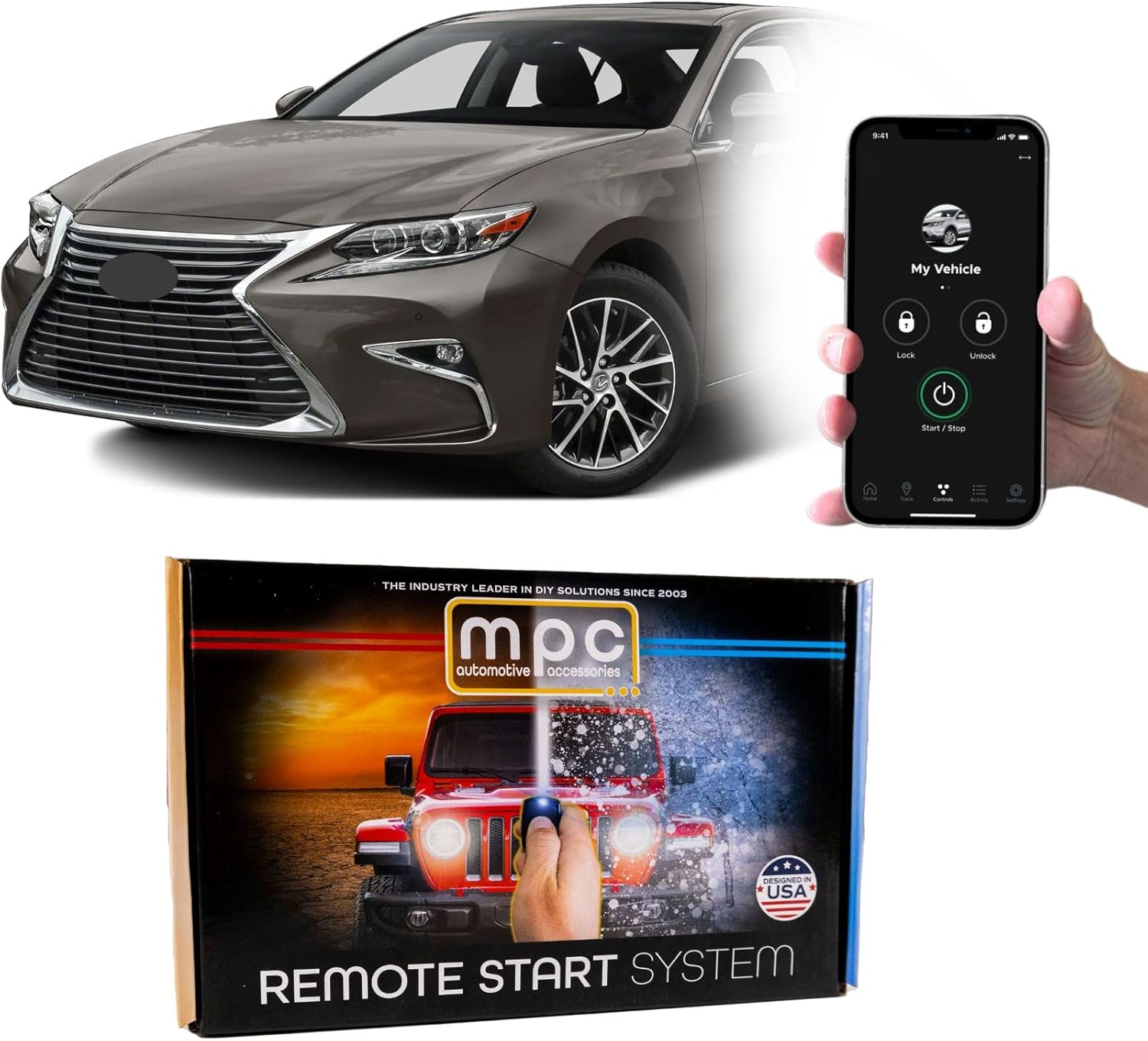 MPC Plug-n-Play Remote Start Kit Compatible with 2013-2018 Lexus ES350 - Push-to-Start - Gas - (2) Ultra-Compact Extended Range 1-Button Remotes - Up to 1,500 ft - USA Tech Support