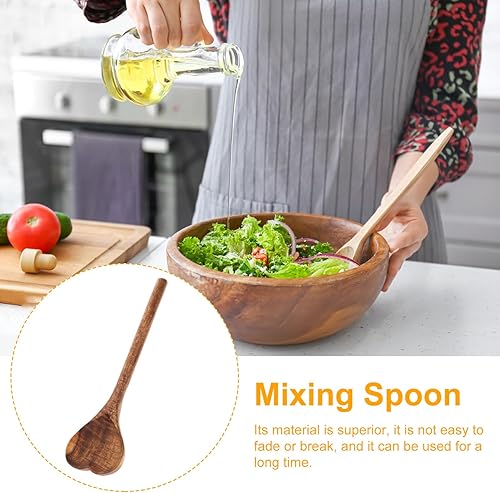 Miniatura 9 de UPKOCH Cuchara de madera en forma de corazón, mango largo, utensilios de cocina, cuchara de sopa, cuchara de mezcla de madera para regalo de