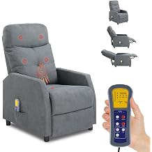 Karl home Recliner Armchair, Reclining Chair Single Seat Sofa Lounge, Grey