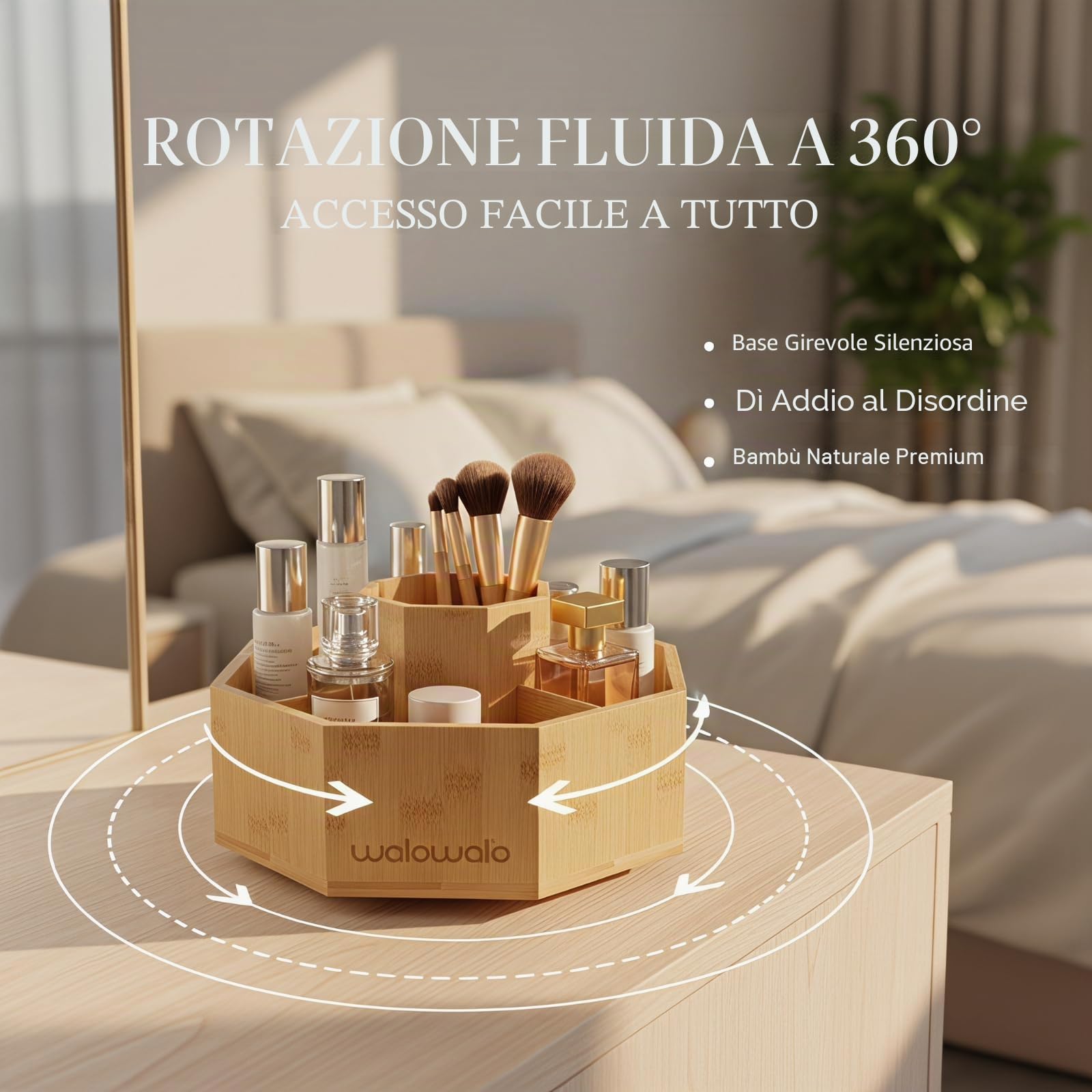 walowalo Organizer rotante in bambù, contiene oltre 800 matite, pennarelli, pennarelli, portapenne, per scrivania, per ufficio, scuola, classe, organizzazione (versione più grande)