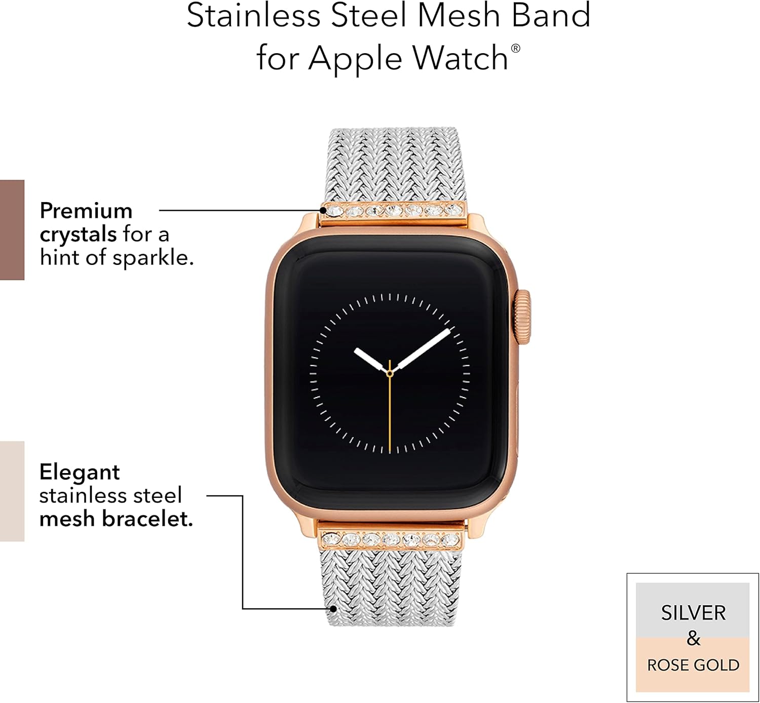 Anne Klein Mesh Fashion Band for Apple Watch, Secure, Adjustable, Apple Watch Replacement Band, Fits Most Wrists - Image 3