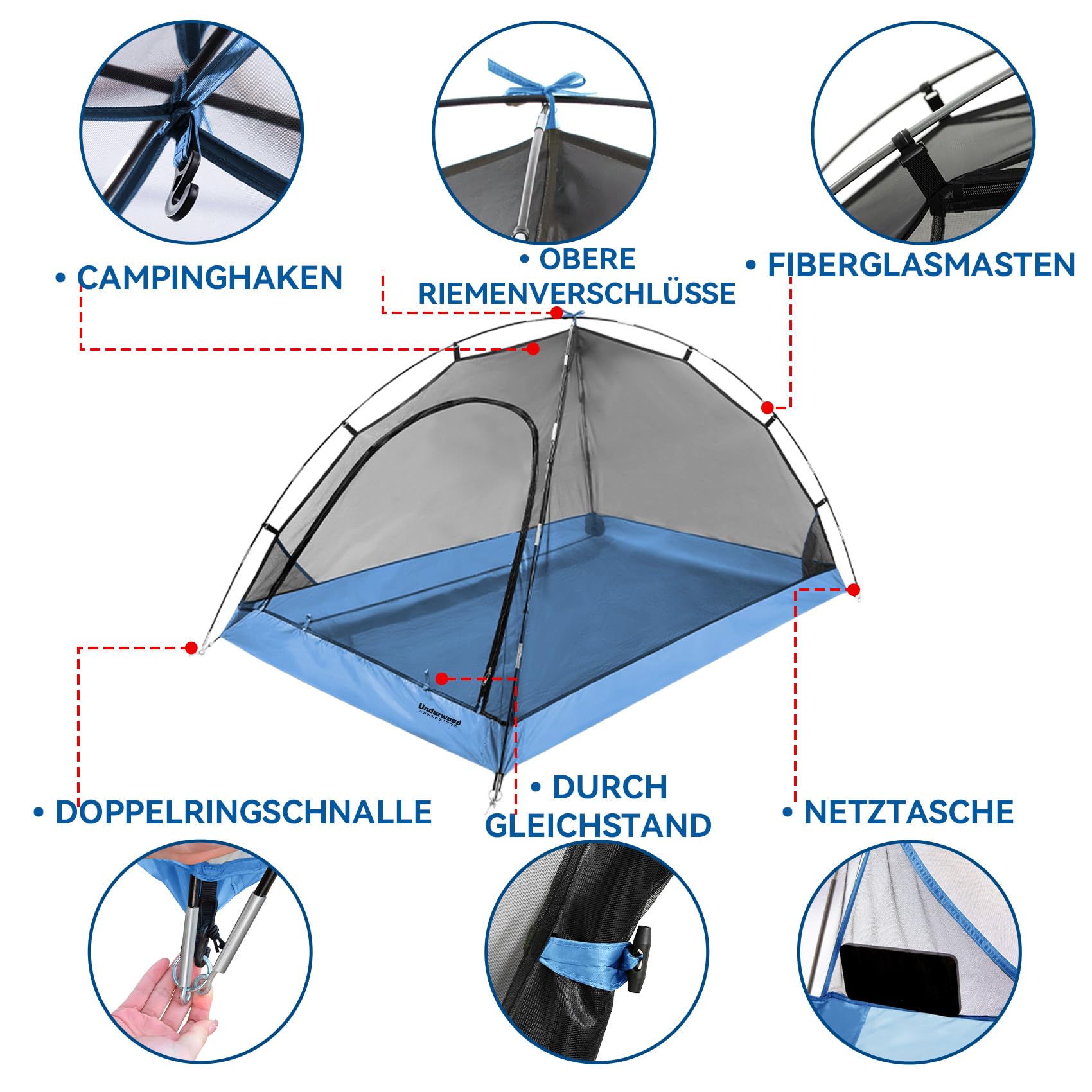 2 -Mann -Zelt mit geräumiger 110 × 100 cm Veranda - 3000 mm wasserdichtes Doppelhaut Dome, leichtes Windschutzgebiet für Camping, Wandern, Rucksackpacken, Festivals